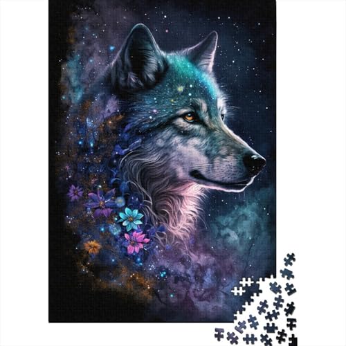 Wolf- und Blumen-Puzzle, 100% recycelter Karton, Premium-Karton, Puzzle für Erwachsene und Kinder, 300 Teile (40 x 28 cm) von TBDUEPS
