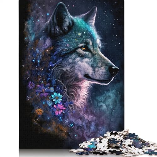 Wolf und Blumen Puzzle Spielzeug Lernspiel Premium Karton Puzzle für Erwachsene Kinder 1000 Teile (75x50cm) von TBDUEPS