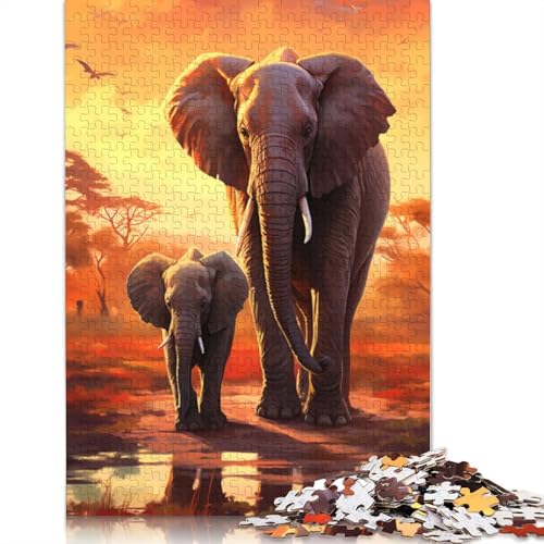 Wunderschönes, buntes Elefanten-Puzzle, 1000 Teile, Holzpuzzle für Erwachsene und Teenager, Familienspiel, 1000 Teile (75 x 50 cm) von TBDUEPS