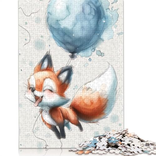 Wunderschönes Aquarell-Fuchs-Puzzle für Erwachsene, 1000 Teile, Holzpuzzles für Erwachsene, Puzzles für Jugendliche ab 12 Jahren, (75 x 50 cm) von TBDUEPS