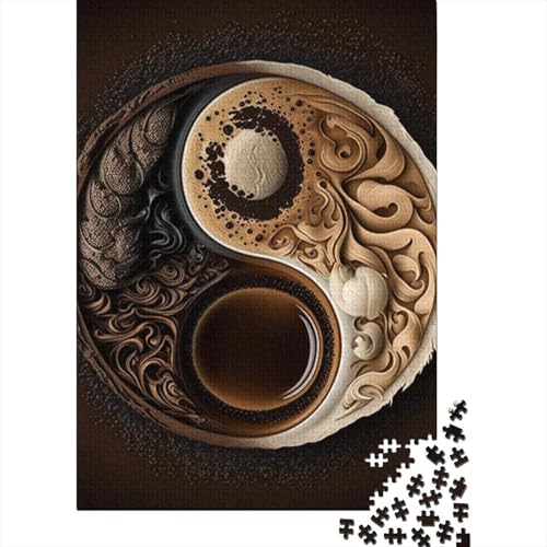 Yin Yang Art 1000-teiliges Holzpuzzle für Erwachsene, Puzzles, Lernspiel, Herausforderungsspielzeug, 1000 Stück (38 x 26 cm) von TBDUEPS