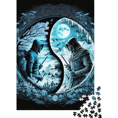 Yin Yang Art 1000-teiliges Holzpuzzle für Erwachsene, Puzzles, Lernspiel, Herausforderungsspielzeug, 1000 Stück (38 x 26 cm) von TBDUEPS