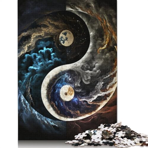 Yin Yang Art 1000-teiliges Holzpuzzle für Erwachsene, Puzzles, Lernspiel, Herausforderungsspielzeug, 1000 Stück (75 x 50 cm) von TBDUEPS