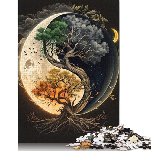 Yin Yang Art 1000-teiliges Holzpuzzle für Erwachsene, Puzzles, Lernspiel, Herausforderungsspielzeug, 1000 Stück (75 x 50 cm) von TBDUEPS