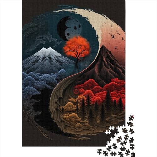 Yin Yang Art Holzpuzzle 1000 Teile Puzzle für Erwachsene Lernspiel Herausforderung Spielzeug 1000 Stück (38 x 26 cm) von TBDUEPS