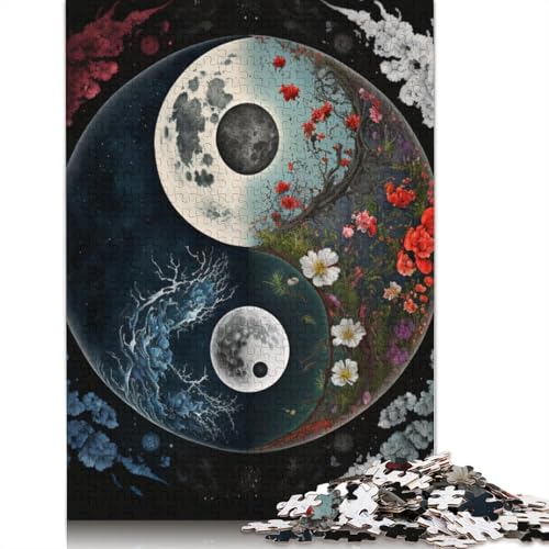 Yin Yang Art Puzzle für Erwachsene und Jugendliche, 1000 Teile, Holzpuzzle für Erwachsene, Puzzles für Jugendliche ab 12 Jahren, 1000 Teile (75 x 50 cm) von TBDUEPS
