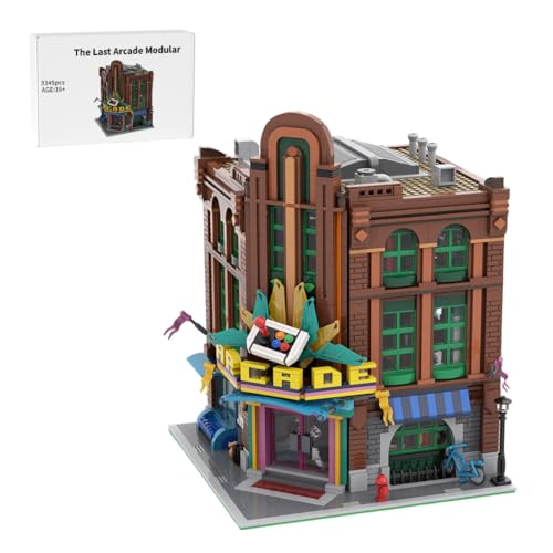 MOC-159975 Klassische 80er Jahre Arcade Spielesaal Klemmbausteine, Straßenszene Architektur Modellbausatz mit Arcade Automat, Kreative Deko & Geschenk für Erwachsene - 3345 Teile von TBRICKFUNR
