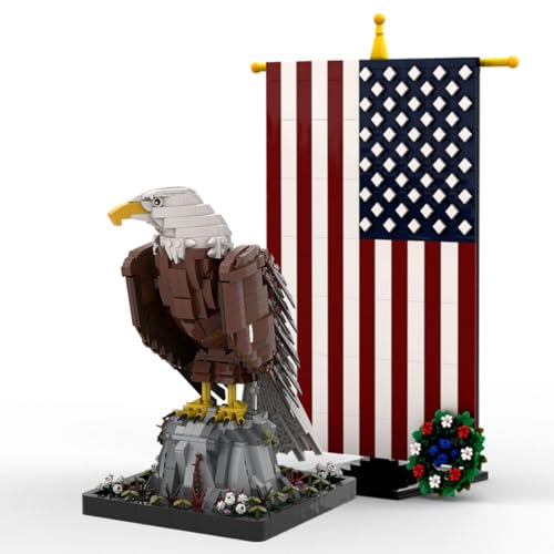 TBRICKFUNR Amerikanischer Weißkopfseeadler Bausteine Set, 1965 Teile Rotbraun Vogelmodell mit Beweglichen Flügeln und Flagge, Desktop Dekoration für Erwachsene und Sammler TBRICKFUNR Amerikanischer Weißkopfseeadler Bausteine Set, 1965 Teile Rotbraun Vogelmodell mit Beweglichen Flügeln und Flagge, Desktop Dekoration für Erwachsene und Sammler von TBRICKFUNR