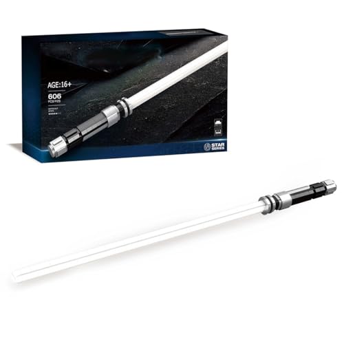 TBRICKFUNR Klemmbausteine Leuchtend Schwert, 95 cm Lang Lichtschwert Modellbausatz Spielzeugbausteine mit Display Ständer, Lightsaber Geschenk für Erwachsene (606 Teile) von TBRICKFUNR