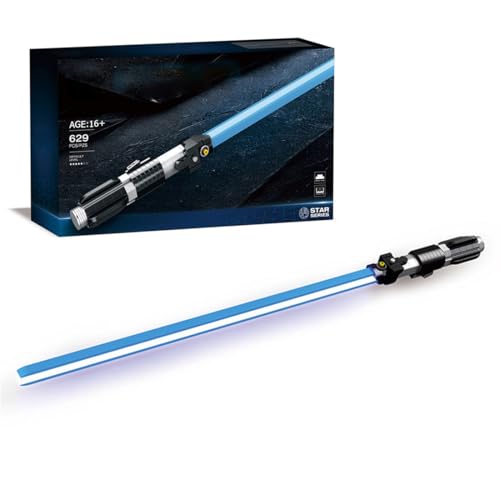TBRICKFUNR Klemmbausteine Leuchtend Schwert, 95 cm Lang Lichtschwert Modellbausatz Spielzeugbausteine mit Display Ständer, Lightsaber Geschenk für Erwachsene (629 Teile) von TBRICKFUNR