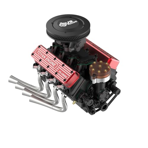 TBRICKFUNR Mini V8 Motor Modellbausatz FS-V800WGPC 1/10 Maßstab 28cc wassergekühlter Viertakt OHV V8 Benzinmotor, mechanischer Motor, Physik, Wissenschaft, Experiment Modell für Vater (Kit-Version) von TBRICKFUNR