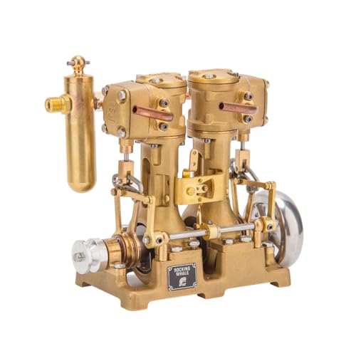 TBRICKFUNR RW-L2 Kolben-Dampflokomotiv-Modell für 70–130 cm Dampfschiffboot, Mini-Inline-Doppelzylindermotor für Erwachsene, Desktop-Ornamente (Vorwärts- und Rückwärtsdrehung/ohne Boiler) von TBRICKFUNR