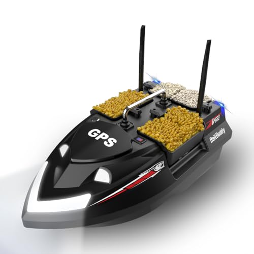 TBRICKFUNR V802PRO Fischköderboot, hocheffizientes ferngesteuertes Boot, Schnellboot mit 4 Köderhopfen, 3 kg große Kapazität, GPS-Positionierung, 160 Köderpunkte, 500 m Fernbedienung, Doppelbatterie von TBRICKFUNR