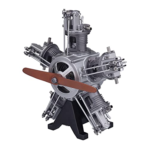 TBRICKFUNR Verbrennungsmotor Bausatz für Erwachsene, 1:6 DIY Fünfzylinder Radialmotor Metall Flugzeuge Motor, Wissenschaft Bildung Bildungsspielzeug Geschenk Ornamente (230+Stück/Satz) von TBRICKFUNR