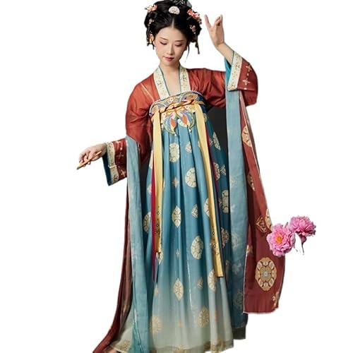 TBTROQXCT Chinesisches Hanfu-Kleid imitiert die Mode der Tang-Dynastie for Damen(Red 3-piece set,XXL) von TBTROQXCT