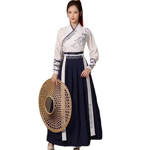 TBTROQXCT Chinesisches traditionelles Kleid, chinesisches Hanfu-Kleid, Damenkleidung, Vintage, ethnischer Stil, modische Kleidung, elegant(D,XXL) von TBTROQXCT