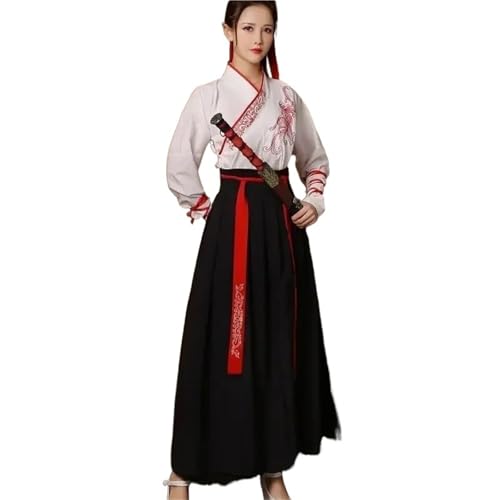 TBTROQXCT Chinesisches traditionelles Kleid, chinesisches Hanfu-Kleid, Damenkleidung, Vintage, ethnischer Stil, modische Kleidung, elegant(E,XXL) von TBTROQXCT