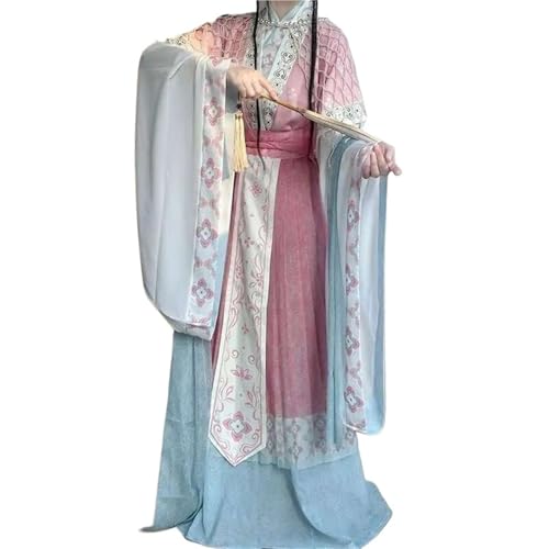 TBTROQXCT Frauen Chinesische Vintage Hanfu Sets Wei Jin Stil Unsterbliche Restaurierung Weibliche Verbesserung Traditionelle Kleidung Herbst/Winter(Pink set of 7,S) von TBTROQXCT