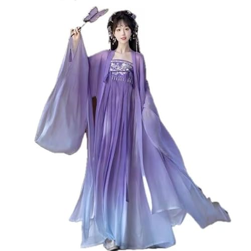TBTROQXCT Große Größe 10XL Hanfu Kleid Frauen Chinesischen Tang-dynastie Cosplay Kostüm(Purple Set,6XL) von TBTROQXCT