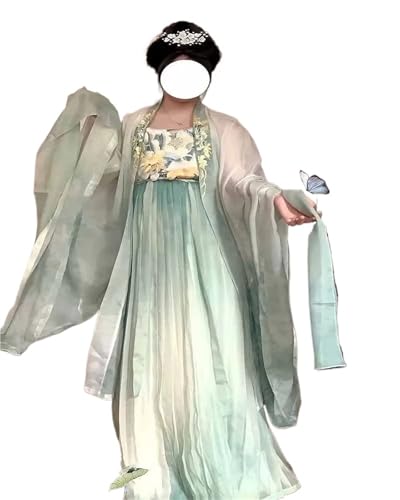 TBTROQXCT Große Größe 9XL Chinesisches Hanfu-Kleid for Damen, übergroßes Cosplay-Kostüm, antike Tang-Anzüge, grünes Kleid for Damen in Übergröße(4XL) von TBTROQXCT