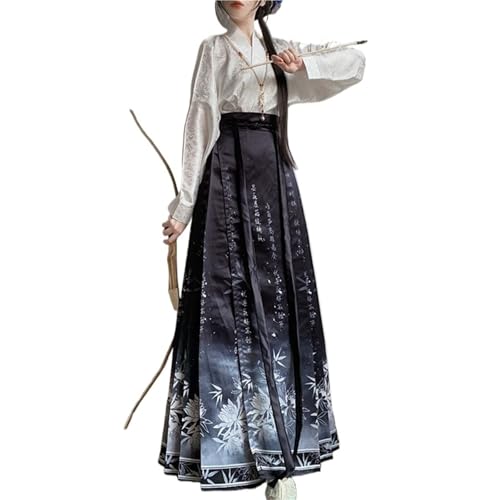 TBTROQXCT Hanfu-Rock im chinesischen Stil, Kostüm Mamianqun, Ming-Dynastie, Weben von Gold oder Drucken von Pferdegesichtskleid(White,M) von TBTROQXCT