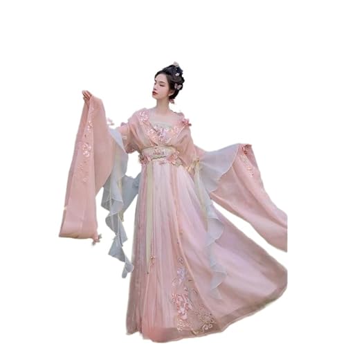 TBTROQXCT Hanfu-Set WeiJin-Dynastie Hanfu-Kleid Multi-Accessoire Blau Grün Rosa Sommerfee Traditioneller chinesischer Stil(Type 1,M) von TBTROQXCT