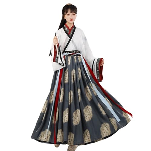 TBTROQXCT Tang-Dynastie Chinesisches traditionelles Hanfu-Kostüm for die Dame, alter Schwertkämpfer, Cosplay-Kleid, preisgünstige Volkstanzkleidung(3 PCS,M) von TBTROQXCT