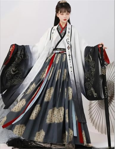 TBTROQXCT Tang-Dynastie Chinesisches traditionelles Hanfu-Kostüm for die Dame, alter Schwertkämpfer, Cosplay-Kleid, preisgünstige Volkstanzkleidung(4 PCS,M) von TBTROQXCT