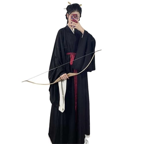 TBTROQXCT Traditionelles chinesisches Hanfu-Kostüm for Damen aus der alten Han-Dynastie mit Gürtel, Halloween-Party, langes Gewand, Outfit, Tang-Anzug(23#-black,M) von TBTROQXCT
