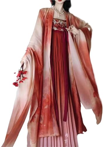 TBTROQXCT Übergroßes 8XL Hanfu Orange Kleid Frauen Chinesisches Altes Cosplay Kostüm Party Outfit Fit for 140kg Damen(M) von TBTROQXCT