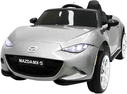 TCARAIWEN 12V Elektroauto für Kinder, Mazda MX-5 Lizenziertes Elektrofahrzeug mit Fernbedienung, Bluetooth-Spieler, Silber TCARAIWEN 12V Elektroauto für Kinder, Mazda MX-5 Lizenziertes Elektrofahrzeug mit Fernbedienung, Bluetooth-Spieler, Silber von TCARAIWEN