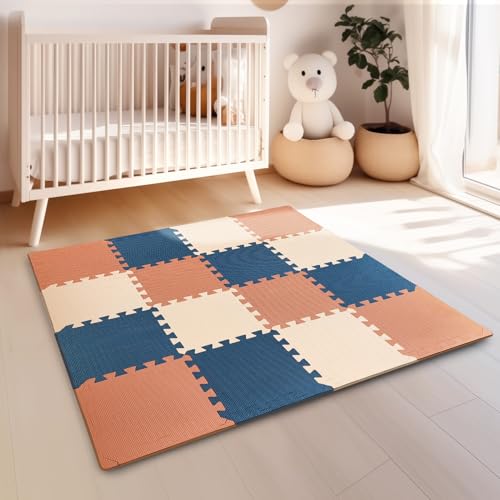 TCBunny - Extra große Babymatte - 18 Stück Schaumstoff für Kinder und Kleinkinder (blau, orange, rosa) von TCBunny