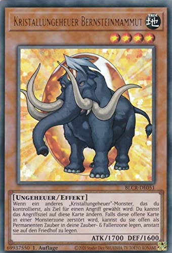 BLCR-DE051 - Kristallungeheuer Bernsteinmammut - Ultra Rare - Deutsch - 1. Auflage - im Set mit Ultrapro Toploader - Yugioh von TCG