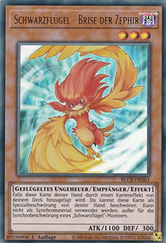 BLCR-DE061 - Schwarzflügel - Brise der Zephir - Ultra Rare - Deutsch - 1. Auflage - im Set mit Ultrapro Toploader - Yugioh von TCG