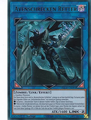 BLCR-DE091 - Avenschrecken Retter - Ultra Rare - Deutsch - 1. Auflage - im Set mit Ultrapro Toploader - Yugioh von TCG