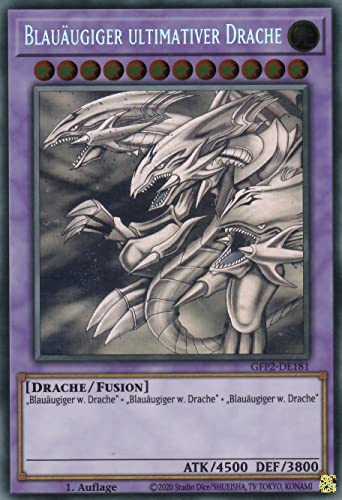 GFP2-DE181 - Blauäugiger Ultimativer Drache - Ghost Rare - Deutsch - 1. Auflage - im Set mit Ultrapro Toploader - Yugioh von TCG