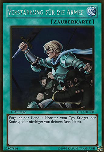 PGLD-DE058 - Verstärkung für die Armee - Gold Rare - DE - im Set mit Ultrapro Toploader - Yugioh PGLD-DE058 - Verstärkung für die Armee - Gold Rare - DE - im Set mit Ultrapro Toploader - Yugioh von TCG