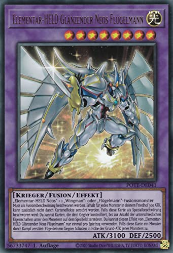 TCG POTE-DE041 - Elementar-HELD Glänzender Neos Flügelmann - Ultra Rare - Deutsch - 1. Auflage - im Set mit Ultrapro Toploader - Yugioh von TCG