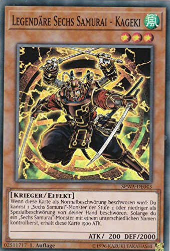 SPWA-DE043 - Legendäre Sechs Samurai - Kageki - Super Rare - Deutsch - im Set mit Ultrapro Toploader - Yugioh - 1. Auflage von TCG