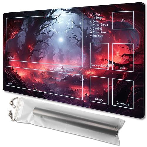 MTG Spielmatte, Größe 61 x 35,6 cm, kostenlose Aufbewahrungstaschen, rutschfeste Rückseite, ideal für Kartenspiel-Enthusiasten, TCG-Spielmatte (mit Zone, Asche der Gefallenen) von TCGMAT