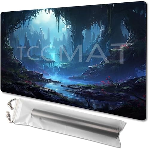 MTG Spielmatte, Größe 61 x 35,6 cm, kostenlose Aufbewahrungstaschen, rutschfeste Unterseite, ideal für Kartenspiel-Enthusiasten, TCG-Spielmatte (keine Zone, Silent Valley) von TCGMAT