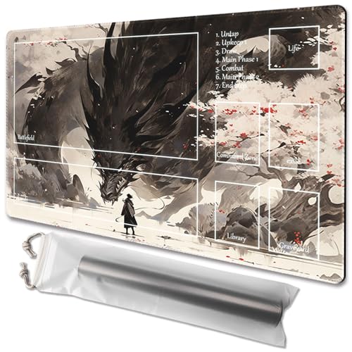 MTG Spielmatte, Größe 61 x 35,6 cm, kostenlose Aufbewahrungstaschen, rutschfeste Unterseite, ideal für Kartenspiel-Enthusiasten, TCG-Spielmatte (Shadow Dragon-Deck) von TCGMAT