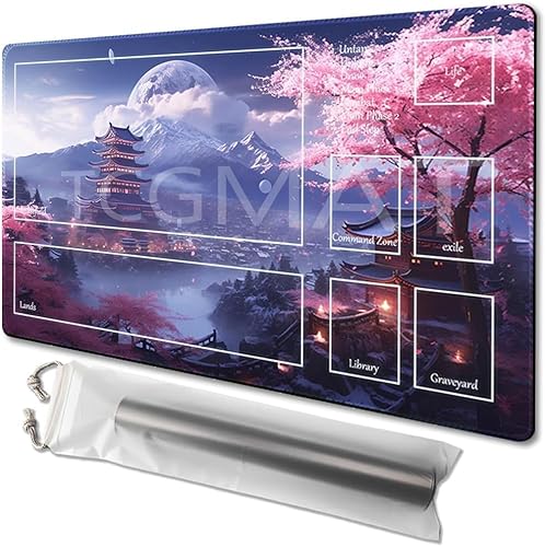 TCGMAT MTG Playmat – rutschfeste Rückseite, ideal für Kartenspiel-Enthusiasten, TCG-Spielmatte (Kirschblüten-Regendeck) von TCGMAT