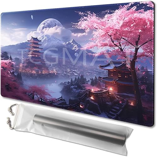 TCGMAT MTG Playmat – rutschfeste Rückseite, ideal für Kartenspiel-Enthusiasten, TCG-Spielmatte (Cherry Blossom Rain-No Deck) von TCGMAT