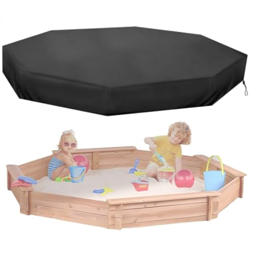 Abdeckung für Einen Achteckigen Sandkasten, Outdoor Sandkiste Abdeckplane mit Zugkordel, Wasserdicht, 210D Oxford Schwarz 213,4×198,1×23cm Abdeckung für Einen Achteckigen Sandkasten, Outdoor Sandkiste Abdeckplane mit Zugkordel, Wasserdicht, 210D Oxford Schwarz 213,4×198,1×23cm von TCHAWk