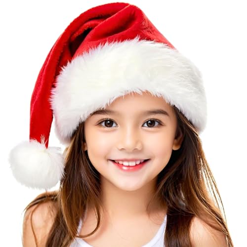 Weihnachtsmütze für Kinder, Unisex, Urlaub, Komfort, roter Samt, extra dick, Weihnachtsmütze für Neujahr, festliche Party von TCJJ