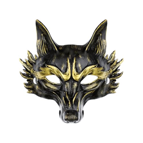 TCNGKIJIUK Halloween-Wolfsmaske für Erwachsene, realistische Werwolf-Maske, halbe Maskerademaske, Tier, PU-Leder, Kostüm-Zubehör für Karneval, Halloween, Cosplay, Party, Kostüm, Thema von TCNGKIJIUK