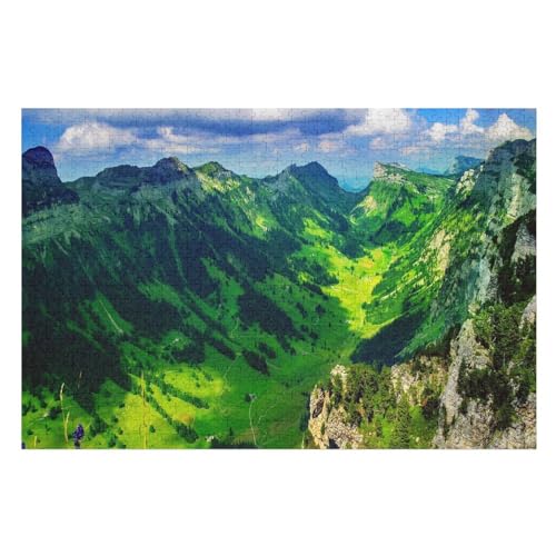 Beautiful Valley Green Mountains, ，Klassische Puzzle für Erwachsene Teenager Freizeit Spaß Spiel Spielzeug Geeignet，，Lernspielzeug FüR Kinder 70x50Papier von TCzRZ