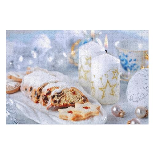 Christmas White Candle Bread Cookies, ，Klassische Puzzle für Erwachsene Teenager Freizeit Spaß Spiel Spielzeug Geeignet，，Lernspielzeug FüR Kinder 38x26Papier von TCzRZ