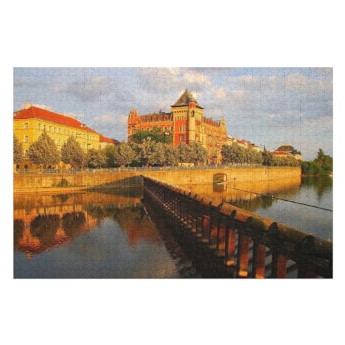 , City, River, Trees, Houses，，für Familie Freunde Dekorativ，1000 StüCk，，Lernspielzeug FüR Kinder 70x50Papier von TCzRZ